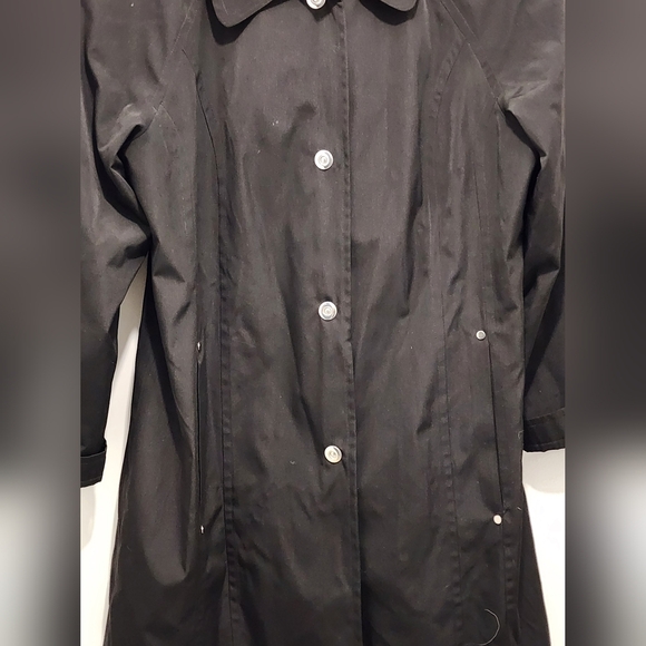 London Fog Black Rain Resist Coat‎ Hooded Women's Size Large - Picture 2 of 10